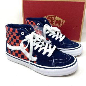 Vans Blue and Red Checkered High-Top Sneakers